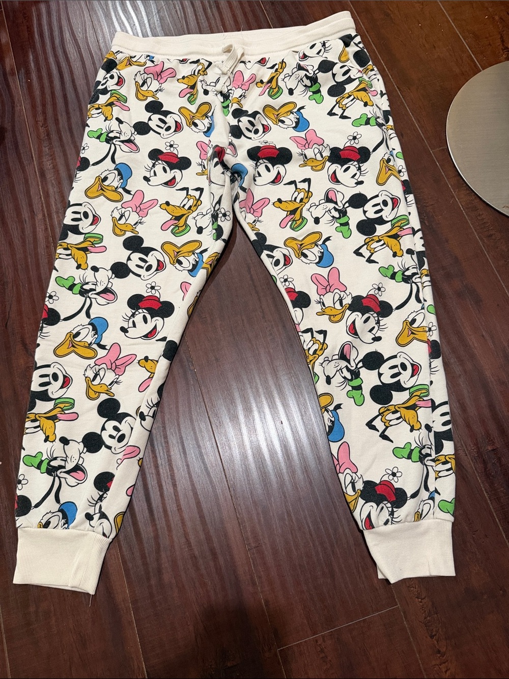 Disney Cream Joggers with Multicolor Mickey & Friends Print
